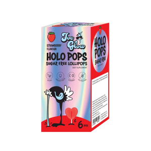 LIZAK HOLO POPS O SMAKU TRUSKAWKOWYM BEZ CUKRU BEZGLUTENOWY (6 szt.) 36 g - JOE GLOW