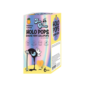 LIZAK HOLO POPS O SMAKU ANANASOWYM BEZ CUKRU BEZGLUTENOWY (6 szt.) 36 g - JOE GLOW