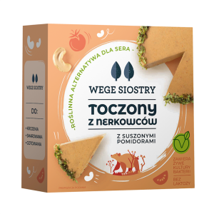przecena WEGAŃSKA ALTERNATYWA SERA Z ORZECHÓW NERKOWCA Z POMIDORAMI I CZOSNKIEM NIEDŹWIEDZIM BEZGLUTENOWA 140 g - WEGE SIOSTRY