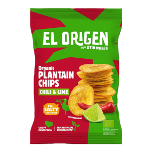 CHIPSY Z PLANTANA CHILI I LIMONKA BEZGLUTENOWE BIO 80 g - EL ORIGEN