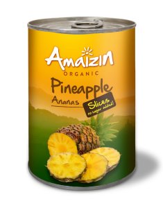 ANANAS PLASTRY W SOKU WŁASNYM BIO 400 g (220 g) (PUSZKA) - AMAIZIN
