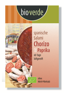 SALAMI CHORIZO Z PAPRYKĄ PLASTRY BIO 80 g - BIO VERDE