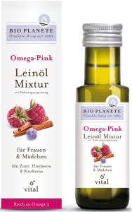 OMEGA PINK - MIESZANKA Z OLEJEM LNIANYM (MALINA I CYNAMON) BIO 100 ml - BIO PLANETE