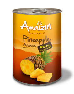 ANANAS KAWAŁKI W SOKU WŁASNYM BIO 400 g (240 g) (PUSZKA) - AMAIZIN