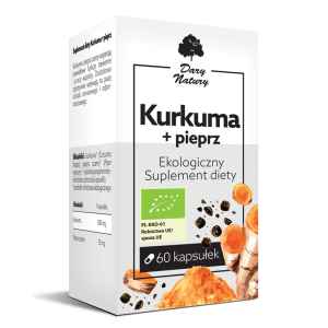 KURKUMA Z PIEPRZEM BIO 60 KAPSUŁEK (555 mg) - DARY NATURY