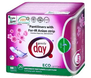 WKŁADKI HIGIENICZNE Z PASKIEM ANIONOWYM I WARSTWĄ WCHŁANIAJĄCĄ WILGOĆ 20 szt. - GENTLE DAY