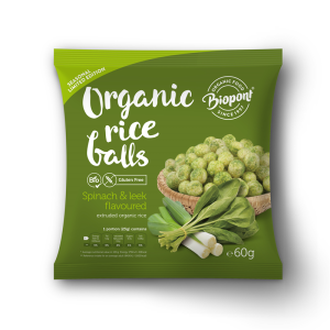 CHRUPKI RYŻOWE ZE SZPINAKIEM I POREM BEZGLUTENOWE BIO 60 g - BIOPONT