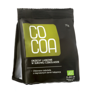 ORZECHY LASKOWE W SUROWEJ CZEKOLADZIE BIO 70 g - COCOA