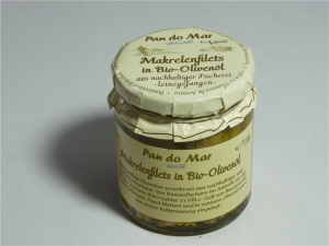 MAKRELA FILETY W BIO OLIWIE Z OLIWEK EXTRA VIRGIN 220 g (154 g) (SŁOIK) - PAN DO MAR