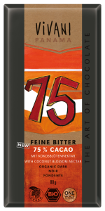 CZEKOLADA GORZKA 75 % KAKAO BIO 80 g - VIVANI